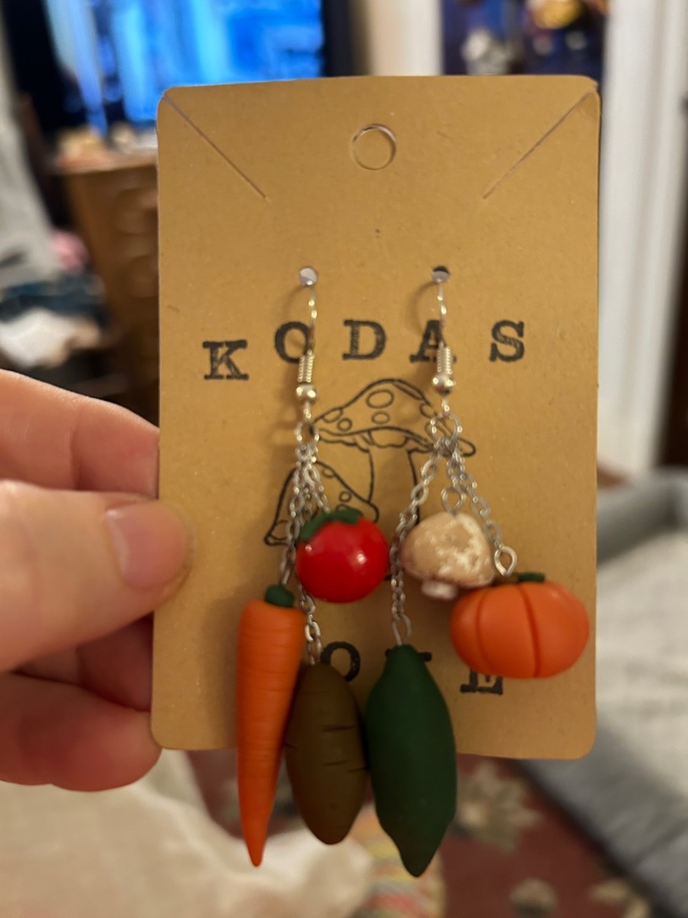 KODAS Fall Vegetable Charm Dangle Earrings - Orange, Green, Red